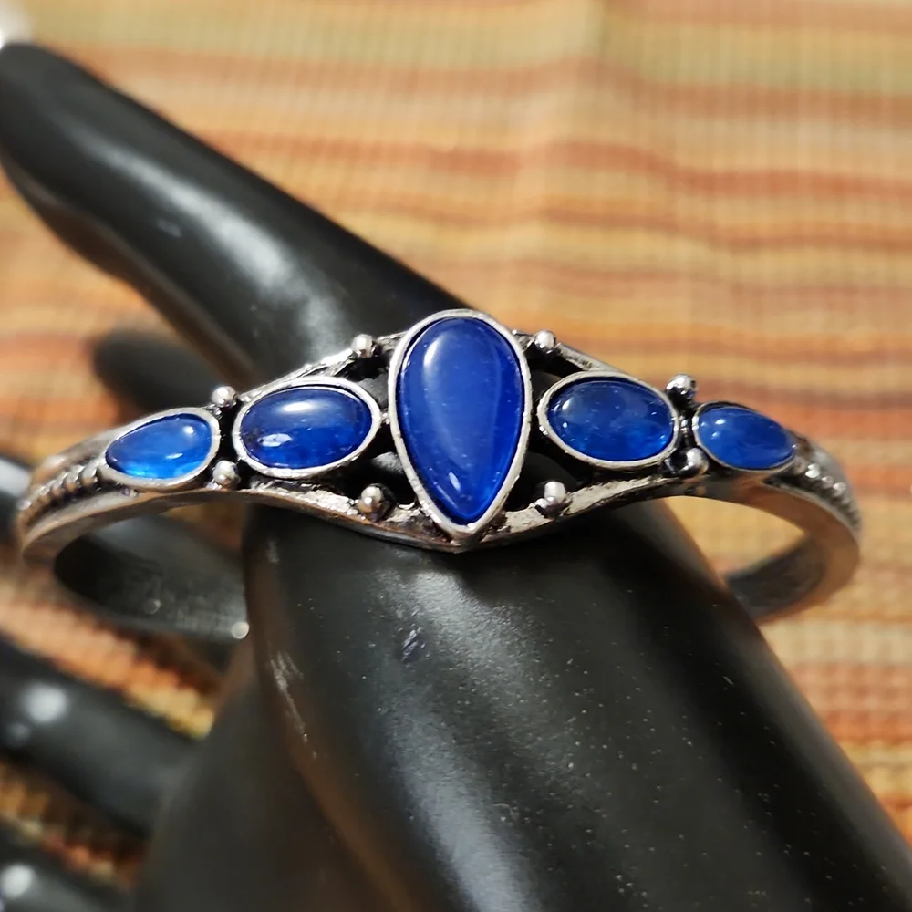 Blue & Silvertone Cuff Bracelet